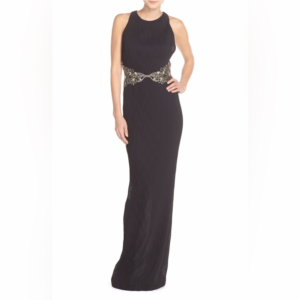 BADGLEY MISCHKA EG1810 Platinum Label Black Pleated Evening Gown 2